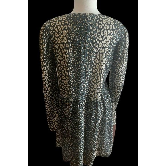 Zara Womens A Line Dress Green/Beige Animal Print Pattern Size Medium - Picture 7 of 9
